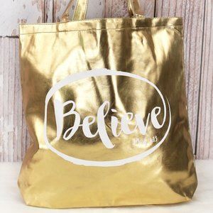 Gold 'Believe' Tote Bag